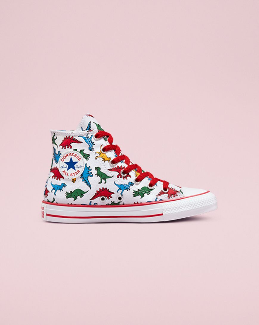 Tenisky Vysoke Converse Chuck Taylor All Star Dinosaurs Chlapcenske Biele Červené Modre | SK JDGIF5